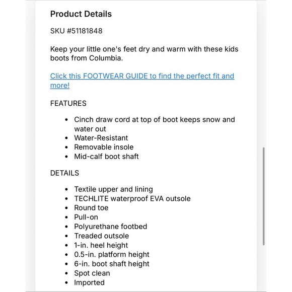 Columbia Kids Size 3 Waterproof Snow Boots Blue Black Drawstring Top Winter Warm - Picture 16 of 16